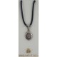 Damascene Silver Geometric Oval Pendant