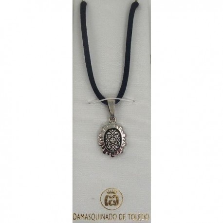 Damascene Silver Geometric Oval Pendant