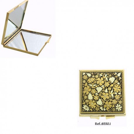  Damascene Gold Birds of Paradise Compact Mirror