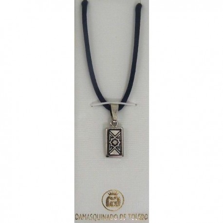 Damascene Silver Geometric Rectangle Pendant