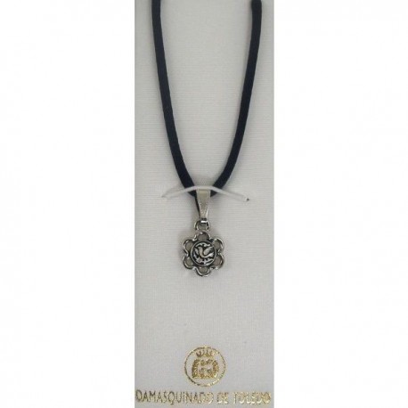 Damascene Silver Bird Flower Pendant