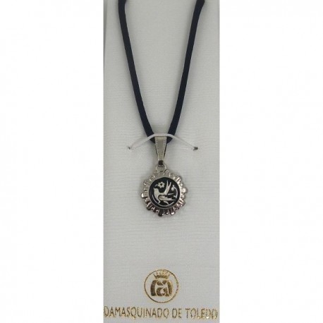 Damascene Silver Bird Round Pendant style 9214
