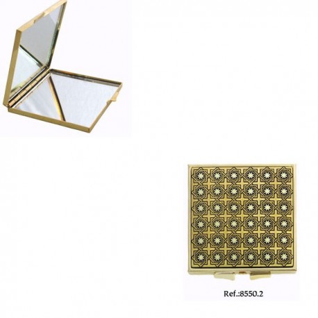  Damascene Gold Geometric Design Compact Mirror
