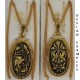 Damascene Gold Bird Oval Pendant style 2382