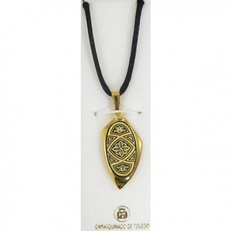  Damascene Gold Geometric Oval Pendant style 8219