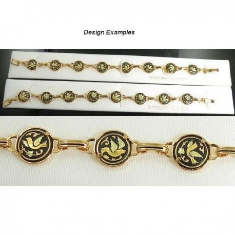 Damascene Gold Bird Link Bracelet Round