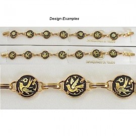 Damascene Gold Bird Bracelet 10mm Round