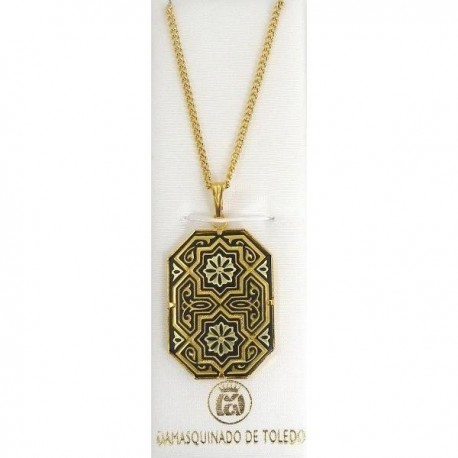 Damascene Gold Geometric Octagon Pendant style 3335