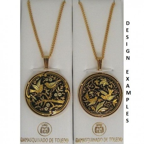 Details about   Damascene Gold Dove of Peace Design Oval Shape Pendant by Midas of Toledo Spain 