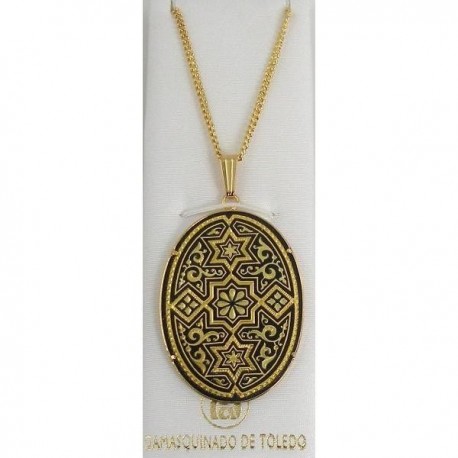 Damascene Gold Star Oval Pendant style 3356