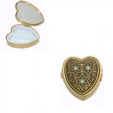 Damascene Gold Star Heart Pill Box