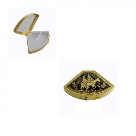 Damascene Gold Don Quixote Fan Pill Box