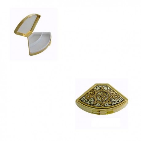 Damascene Gold Geometric Fan Pill Box