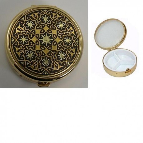 Damascene Gold Star Round Pill Box style 8505.5