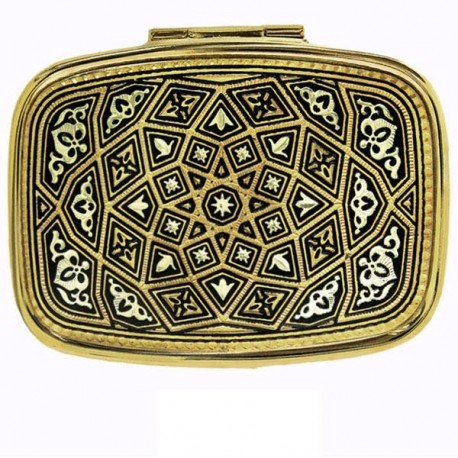 Damascene Gold Star Rectangle Pill Box