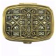 Damascene Gold Geometric Rectangle Pill Box