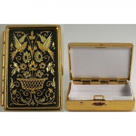 Damascene Gold Bird Rectangle Pill Box Style 8533