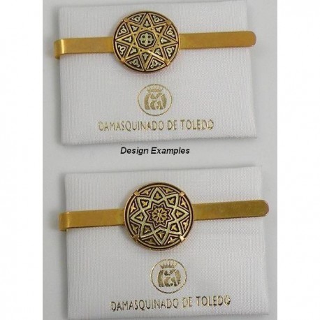  Damascene Gold Mens Tie Clip Star Round style 2602