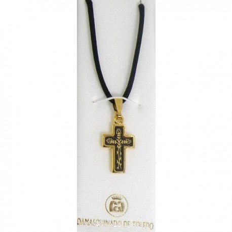 Damascene Gold Cross Thorn Pendant