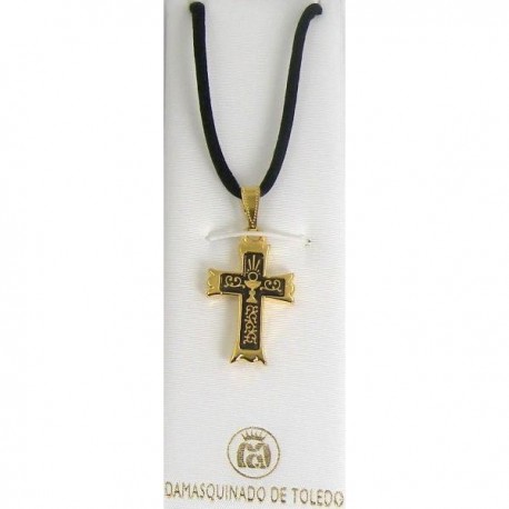 Damascene Gold Cross Chalice Pendant style 8239