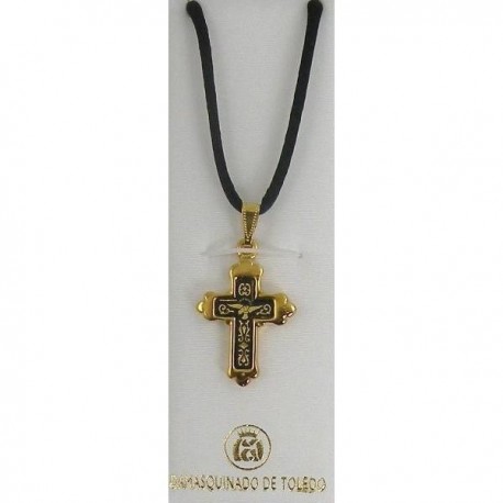 Damascene Gold Cross Dove Pendant style 8240