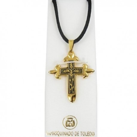Damascene Gold Cross Thorn Pendant style 8235