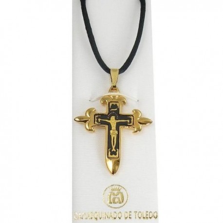 Damascene Gold Cross Jesus Pendant style 8235
