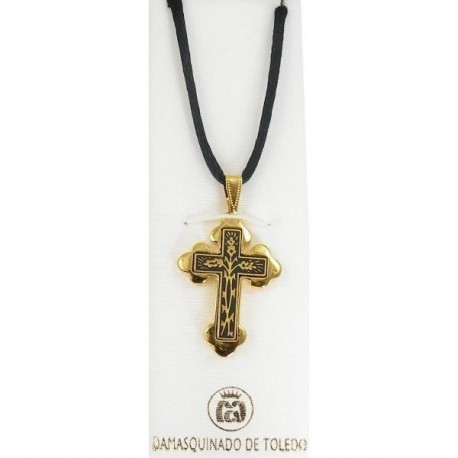 Damascene Gold Cross Thorn Pendant style 8236