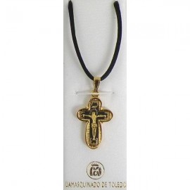Damascene Gold Cross Jesus Pendant style 8237