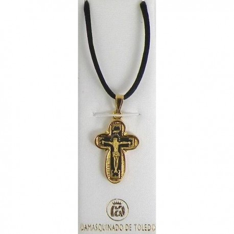 Damascene Gold Cross Jesus Pendant style 8237