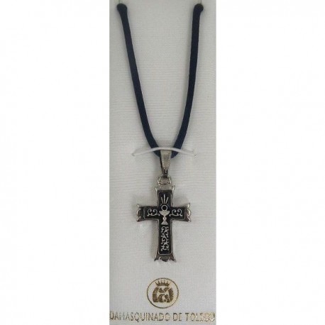 Damascene Silver Cross Chalice Pendant