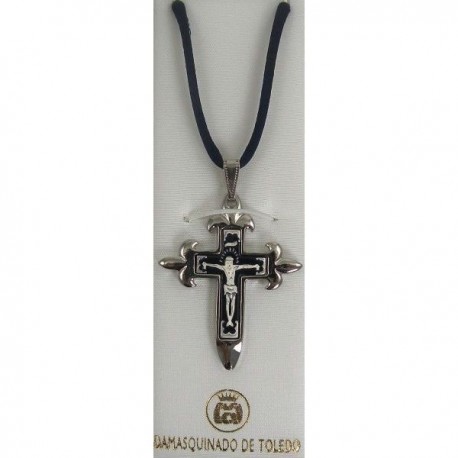 Damascene Silver Cross Jesus Pendant style 9235