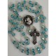 Damascene Silver Chalice Rosary Teal Beads