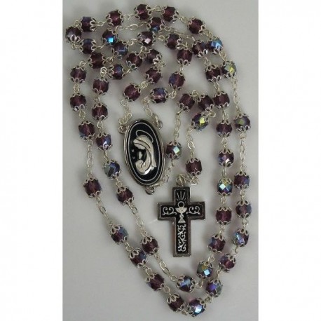 Damascene Silver Chalice Rosary Purple Beads