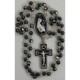 Damascene Silver Jesus Rosary Black Beads