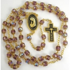 Damascene Gold Chalice Rosary Purple Beads