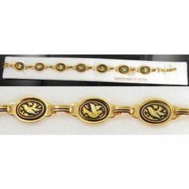  Damascene Gold Bird Link Bracelet 11x10mm Oval