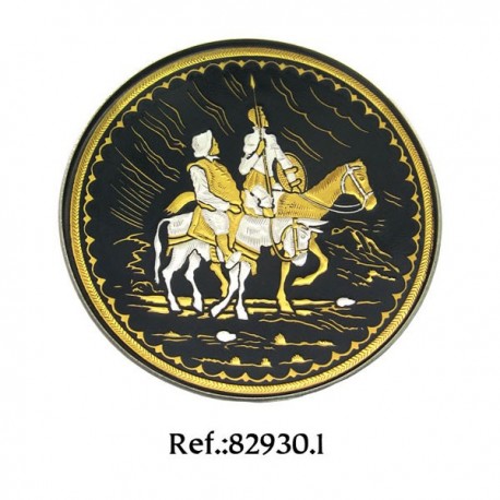 Damascene Quixote and Panza Collectible Dish