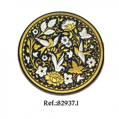 Damascene Doves of Paradise Collectible Dish